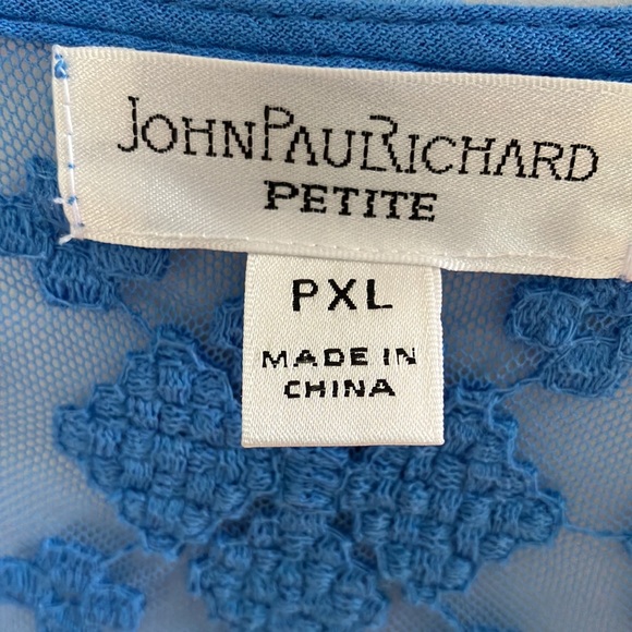 JohnPaulRichard Petites gauze and lace blouse china blue size petite XL - Picture 6 of 16